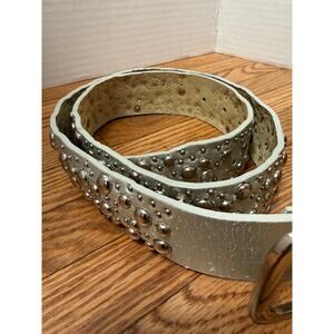 Vintage Y2K Early 2000s Leather Silver Studded Belt Punk Western Scene Emo Sz Sm